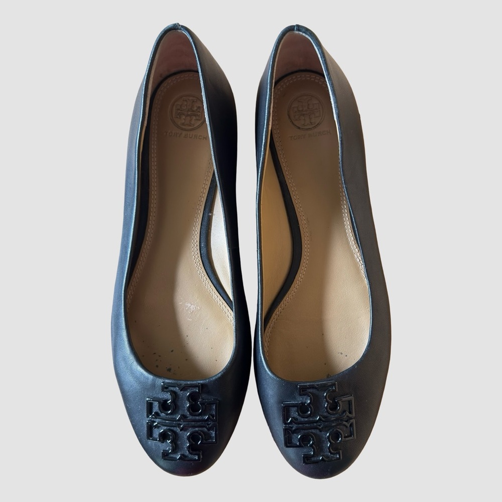 Tory Burch Black Leather Ballerina Flats US9 M